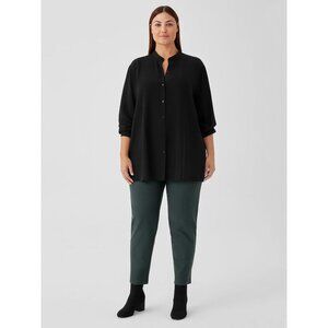 EILEEN FISHER Stretch Crepe Slim Ankle Pull On Pants Sz L Ivy Green